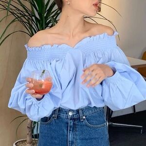Off shoulder blue top